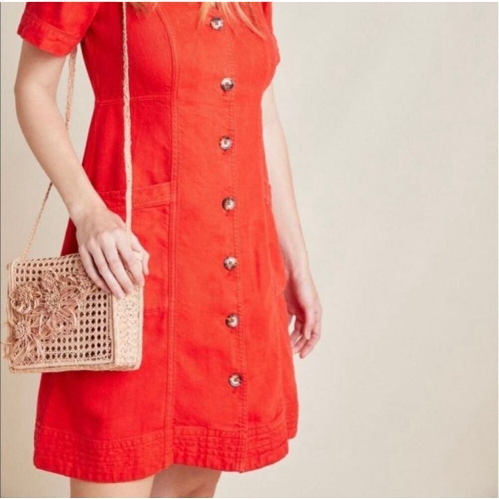 Anthropologie Pilcro and the Letterpress Red Button Front Dress | 2 - Picture 2 of 6